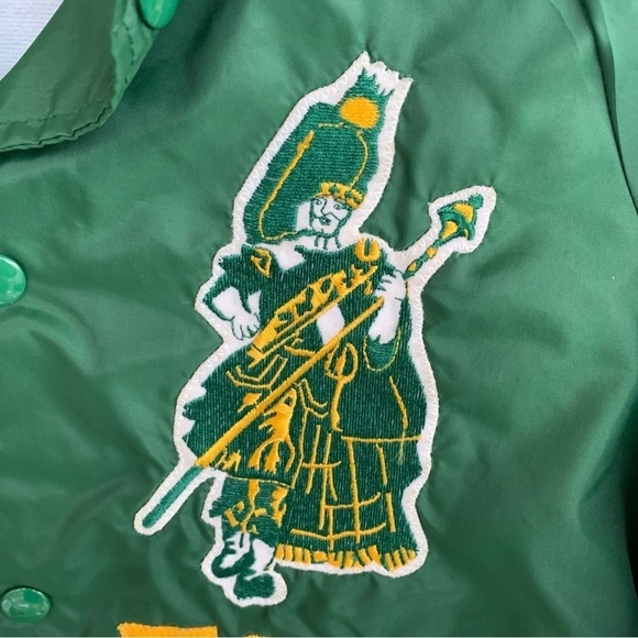 Vintage FCHS Logo Snap Button Jacket Adult Large Mens 80s 90s Green Coat - Picture 2 of 8